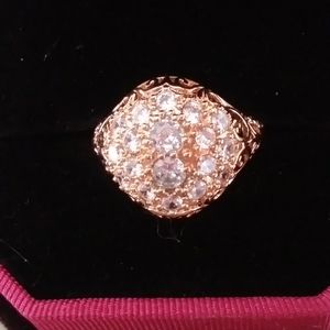 Gold over 925 CZ cluster ring size 8
